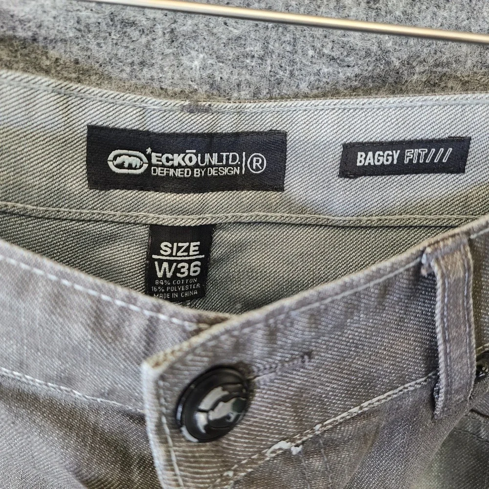 Vintage Ecko Unltd Jeans Mens 36X32 Gray Denim Baggy Fit‎ Hip Hop Skater Grunge